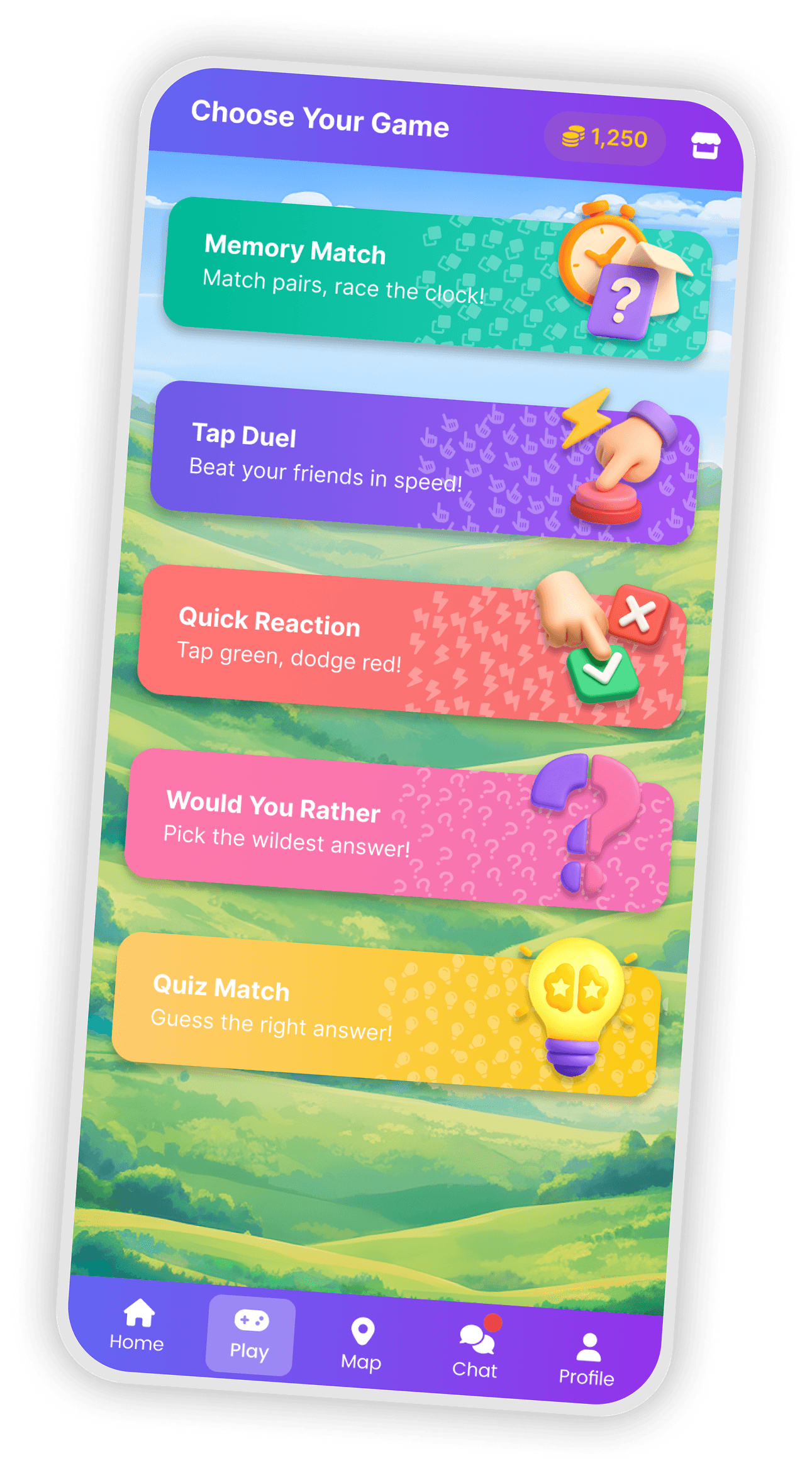 PlayZon AI Choose Your Game screen