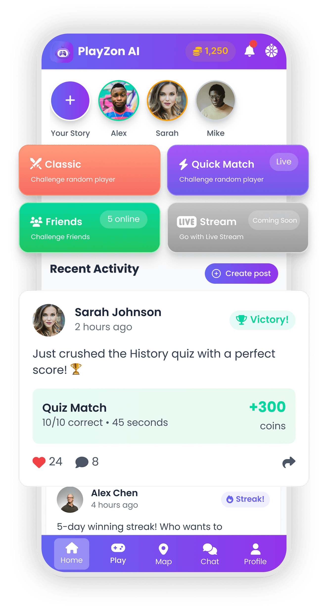 PlayZon AI Home screen